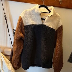 Universal Thread Teddy Jacket in Black, White, and Brown